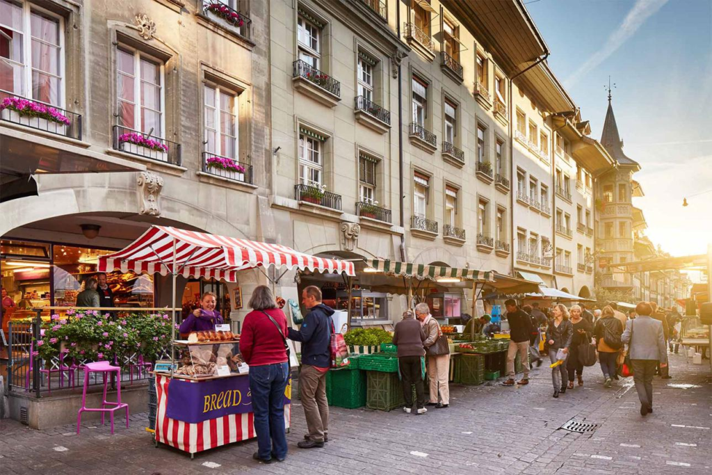 Local streets and markets in Switzerland