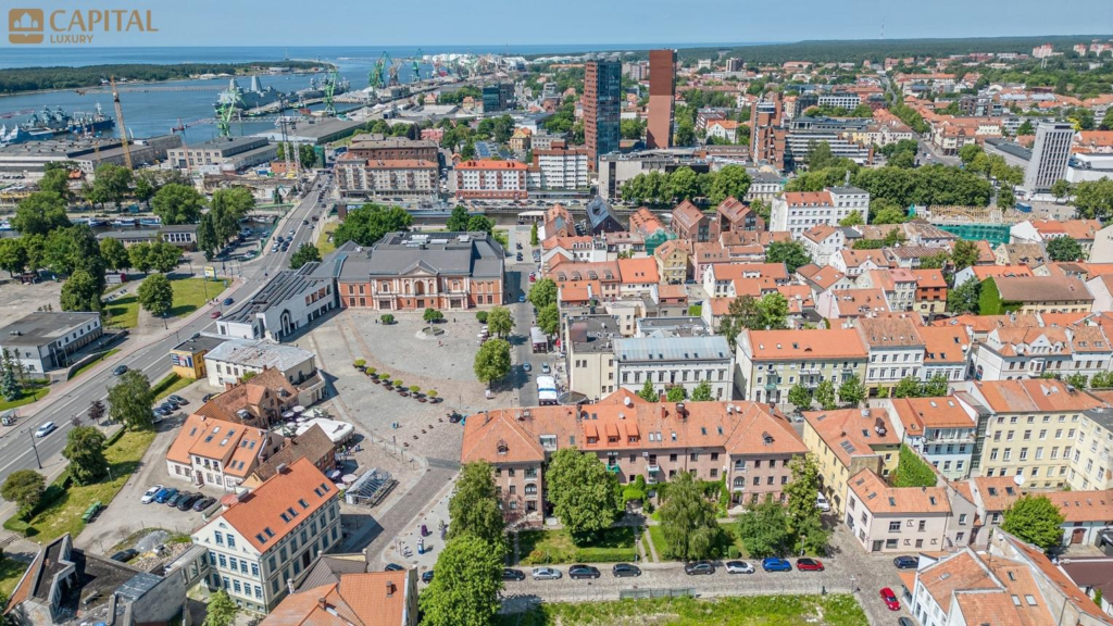 Central streets and historic buildings in Klaipėda, Lithuania