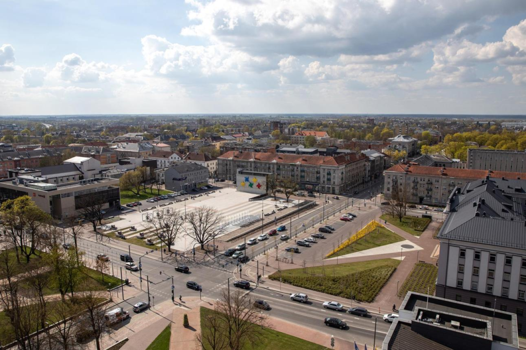 Streets and architecture in Siauliai Lithuania.