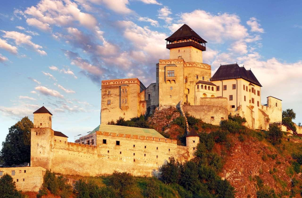 Trencin Castle overlooking the city in Slovakia.