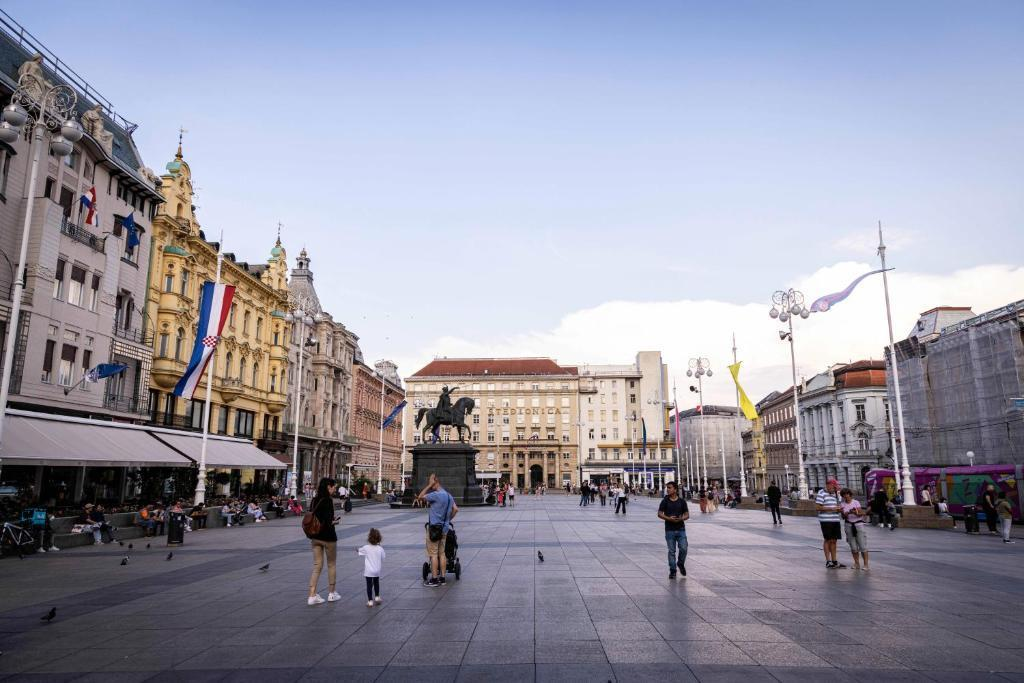 Historic streets and buildings in Upper Town Zagreb Croatia.
