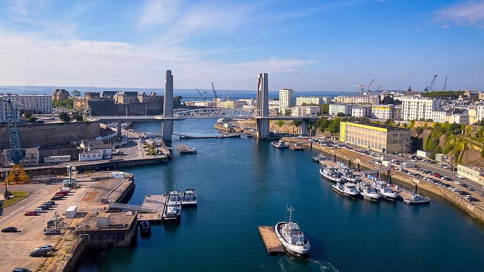 Harbour and coastline in Brest Brittany France.