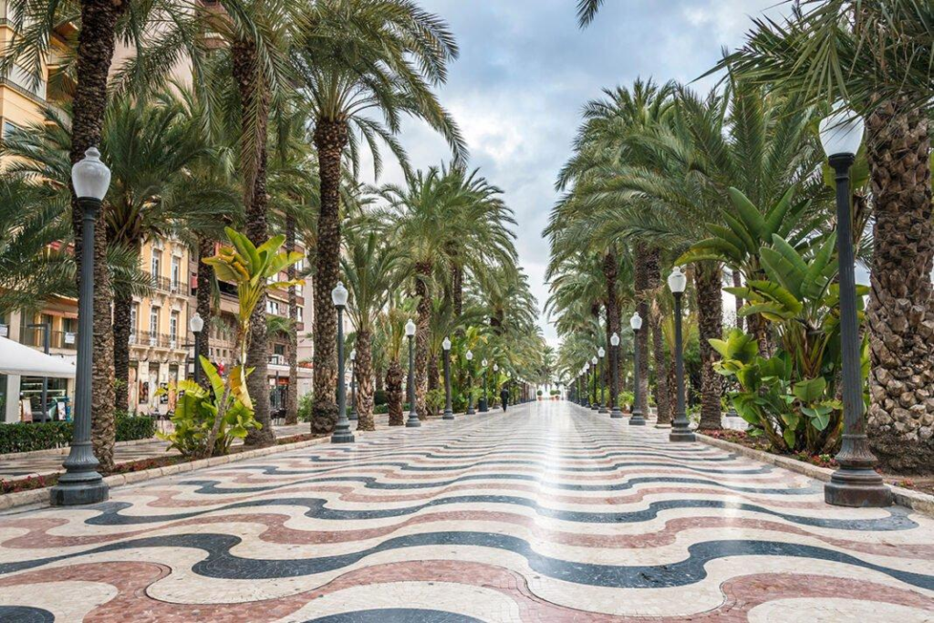 Explanada de España promenade in Alicante Spain.