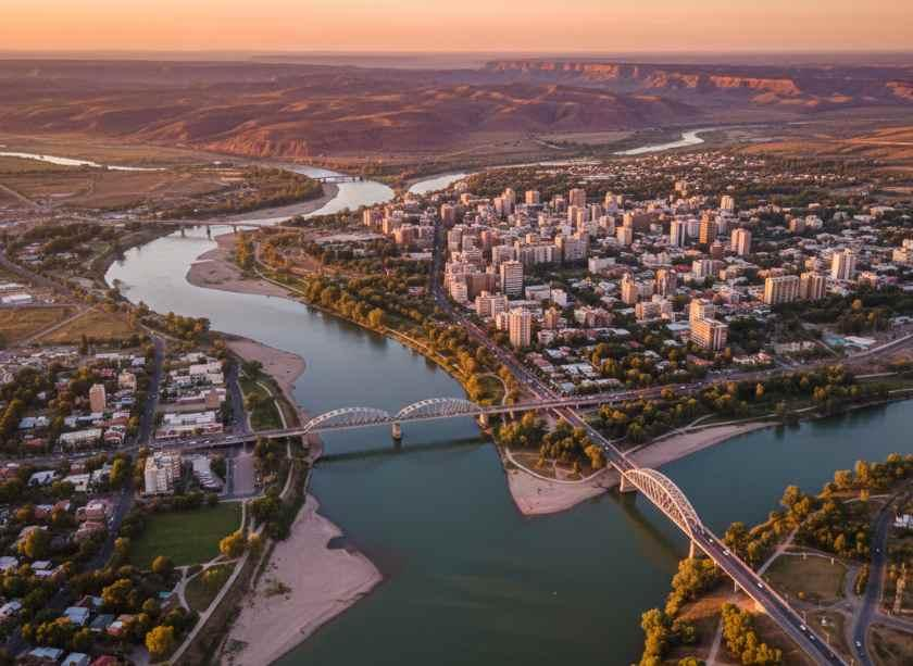 Neuquen Argentina city skyline Limay River
