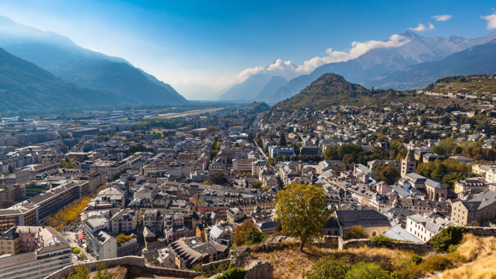 Sion Switzerland city skyline mountains