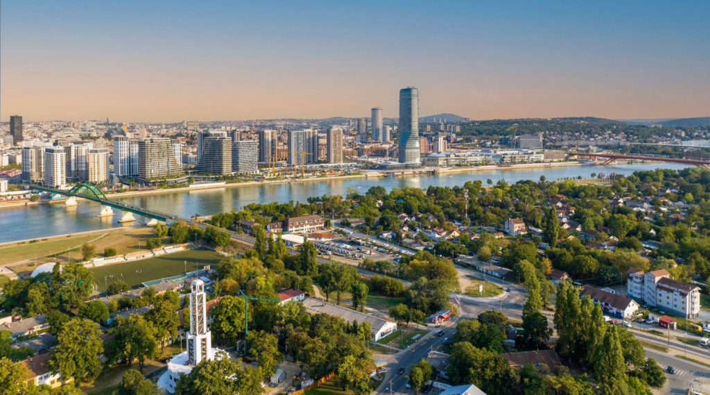 Belgrade Serbia skyline Sava River